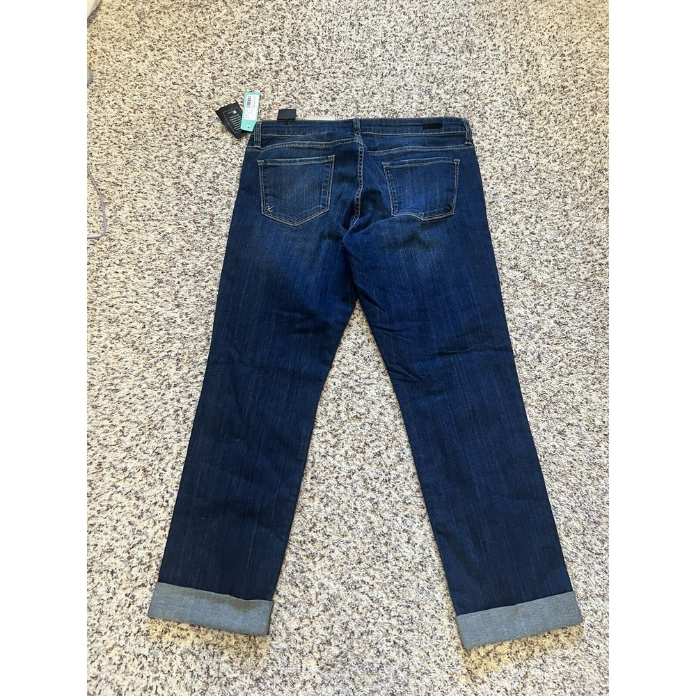 Kut From The Kloth New Cropped Womens Jeans Sz 12 Cuffed Blue Stretch Low Rise - Picture 3 of 10